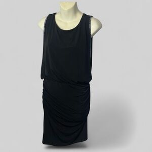 Laundry By Shelli Segal Elegant Black Ruched Sheath Dress Size 8P cocktail LBD